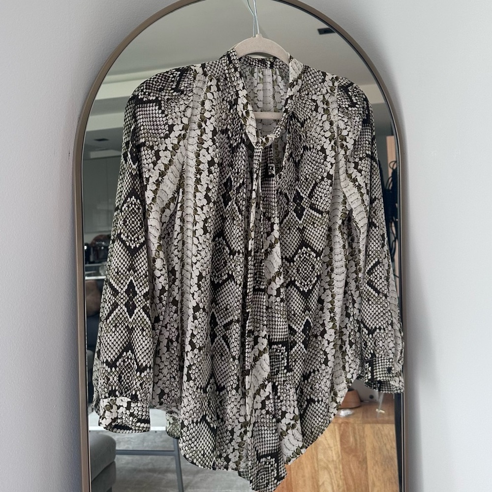 J Crew Black and White Snake Print Women's Top